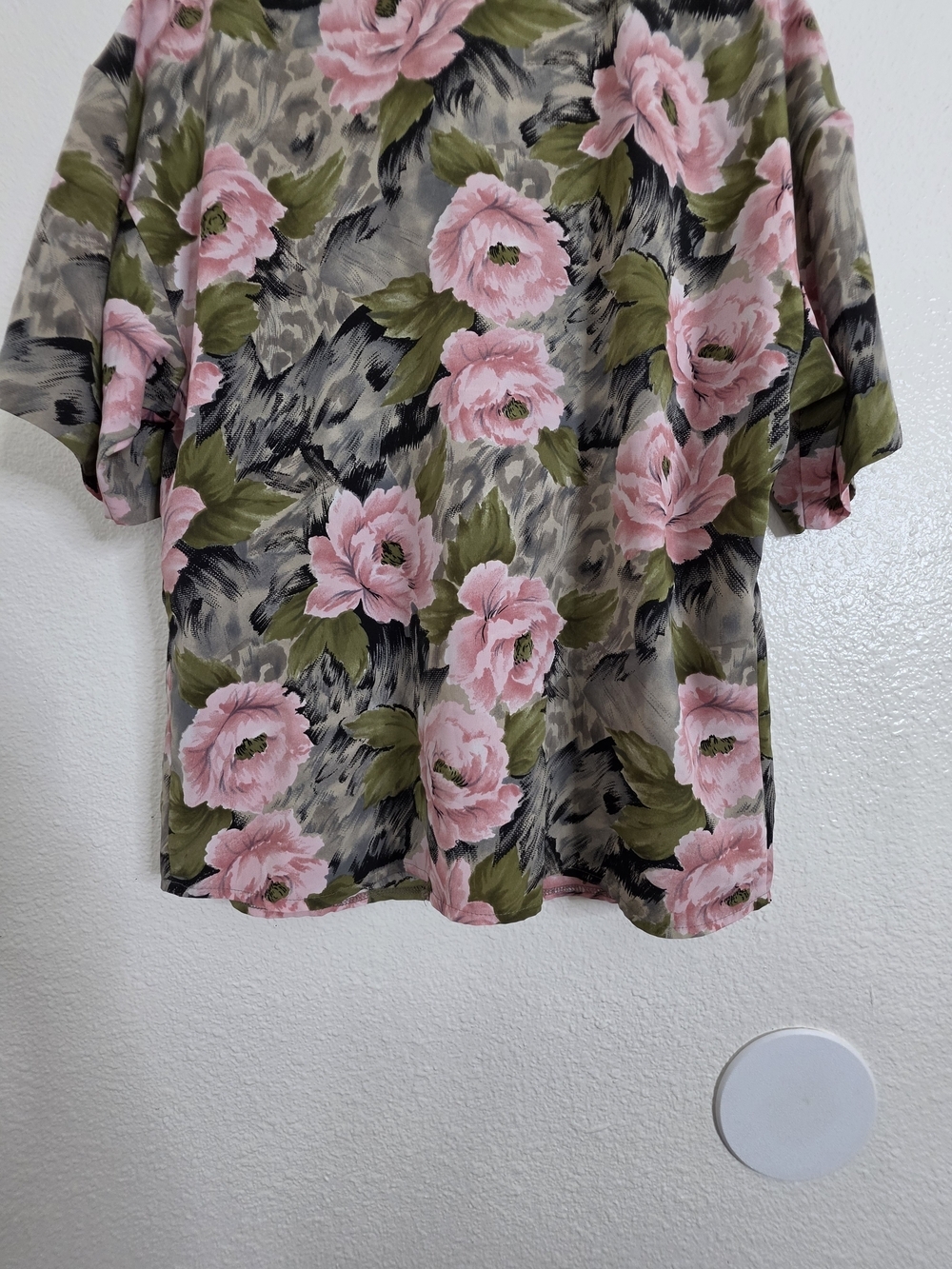 Vintage Joan Walters Womens Floral Short Sleeve Button Down Shirt Top Size L - Picture 10 of 12
